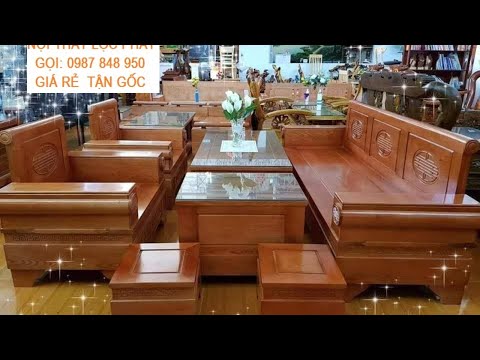 Bàn ghế gỗ Sồi Nga phòng khách | Giá bàn ghế Sofa gỗ Sồi Nga