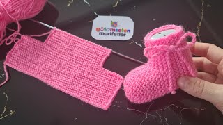 Süper Kolay Yeni Doğan Patik Modeli Yapımı How To Super Easy Knit Socks For Newborn Baby