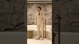 Beige Double Breasted Suit
