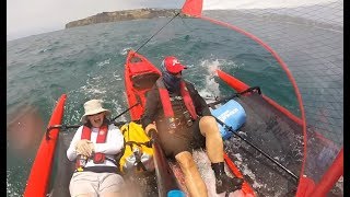 Sailing Hobie Tandem Island off the coast of Dana Point, California.