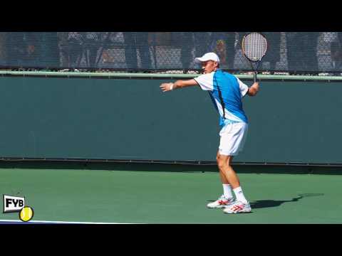 Nikolay ダビデンコ warming up in slow motion HD-- Indian Wells Pt． 06