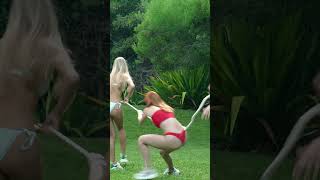 Bikini Sports Models Face Off: Epic Tug-Of-War Showdown!