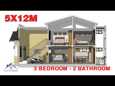 #CozyHomes | Mẫu Nhà Cấp 4 Có Gác Lửng 5x12m Với 3 Phòng Ngủ | House Design 5x12m 3 Bedrooms