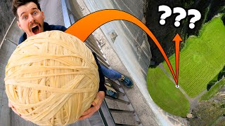 Giant Rubber Band Ball Drop From 165M Dam! World’s Highest Bounce?