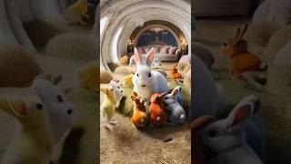 The Rabbit Is Having A Great Time Playing With Its Little Ones.