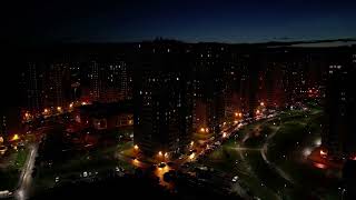 Вид Ночного Города С Квадрокоптера, Квадрокоптер, Квадро