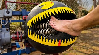 Real Life Monster Pacman Shredding Machine Vs Sonic