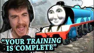 Skyrim, but if I say "train" then Thomas the Tank Engine appears