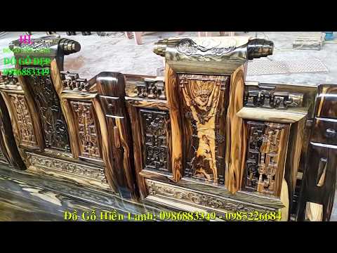 🔴Bộ Bàn Ghế Phòng Khách gỗ Mun Hoa đẹp, Vân Da Báo, Âu Á tay Hộp. đồ gỗ Hiền Lanh. 0986883349