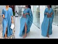 How to Cut and Sew Rich Aunty Boubou Gown with front slit
