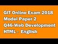 GIT Online Exam 2018 Model Paper 2 Web Development English