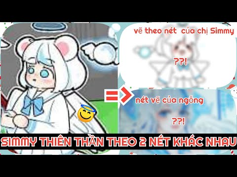 Vẽ Simmy " THIÊN SỨ " theo 2 nét khác nhau | Thử thách vẽ theo nét Mèo Simmy