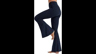 TOPYOGAS Women's High Waisted Ribbed Yoga Pants Crossover Leggings Tummy Control