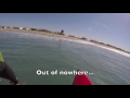 CA Surfer Drew Palumbo Films a Great White Shark Breaching (Jumping) Surfing at Sunset Beach 4/18