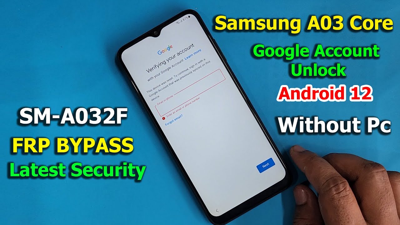 Samsung A03 Core FRP Bypass Android 12 | SM-A032F Google Samsung A03 Core FRP Bypass Android 12 | SM-A032F Google