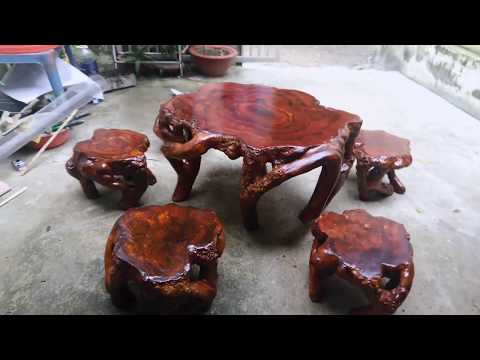 Bàn ghế giả gỗ lũa - góc nghệ thuật Wooden chairs and chairs