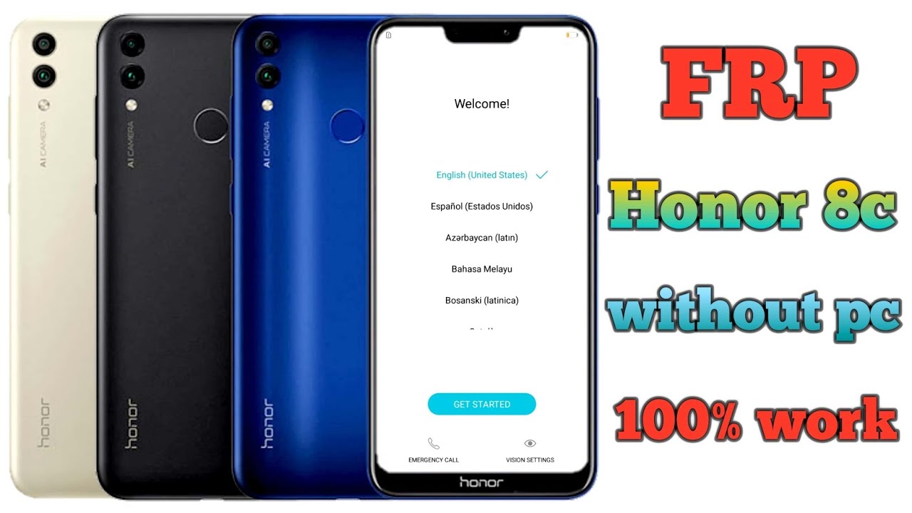 Huawei Honor 8C FRP byPASS WithOUT PC 100% Skipping an account Huawei Honor 8C FRP byPASS WithOUT PC 100% Skipping an account