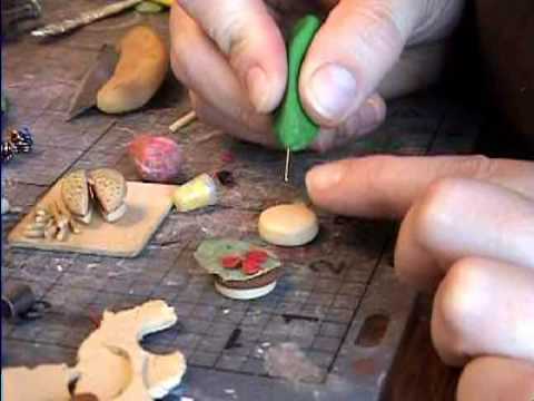 Hamburger How to Make from Polymer Clay a miniature dollhouse food