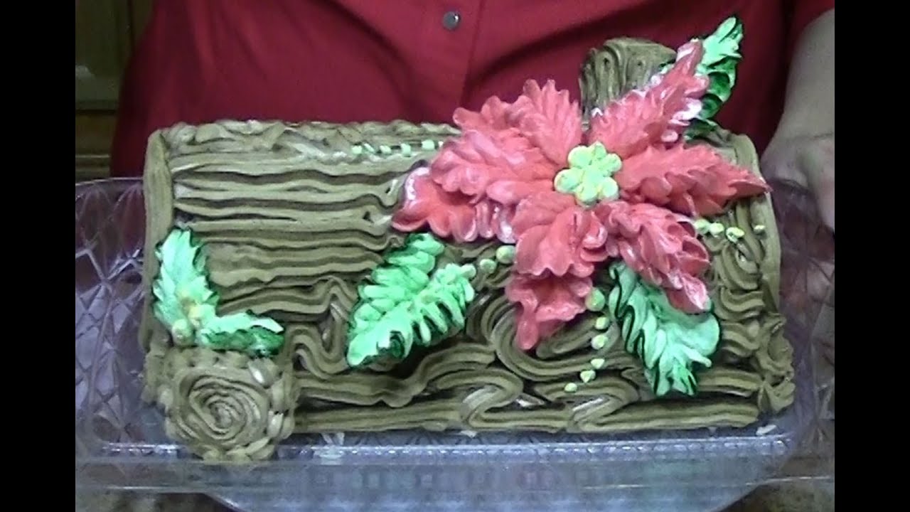 Poinsettia, Yule Log Cake, How to Decorate, Cake Decorating, Christmas - YouTube