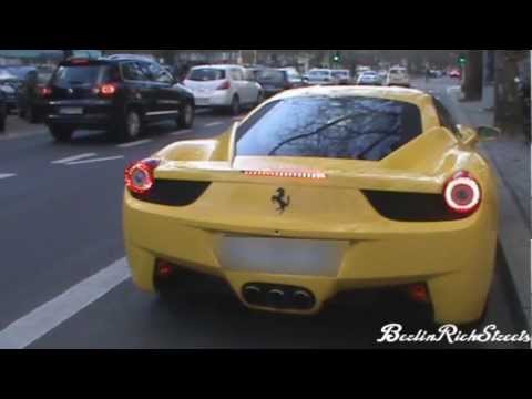 Yellow Ferrari 458 Italia Start Up Revs HARD Acceleration