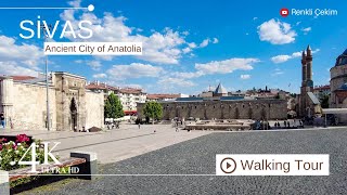 4K Sivas City Center Walking Tour | Turkey Walk Tour 2023