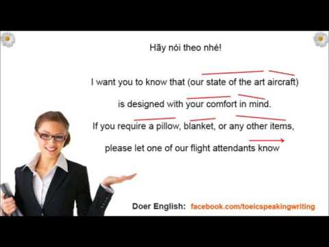 Thi tiếp viên hàng không TOEIC speaking đọc thông báo trên máy bay