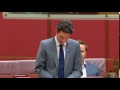 Senator Ludlam asks questions in parliament about Abbott's broken promise on cuts to the ABC and SBS