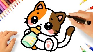 Como Desenhar Um Gatinho Bebê Kawaii Fácil