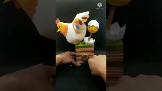 Chicken And Newborn Baby Chick - Papercraft Automata