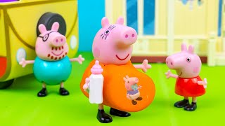 Mamãe Pig Está Grávida Peppa Pig Ganha Irmãozinho Aprendizagem Com Brinquedos