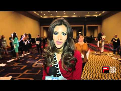 MIss Panama Gladys Brandao Amaya sends kisses and invites viewers to watch MIss Universe