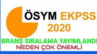 Ekpss Branş Bazinda Siralama Çok Önemli̇