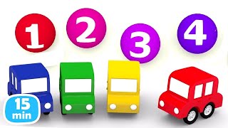 Dibujos Animados Con Autos De Juguete. Necesitamos Ayuda De 4 Coches Coloreados Para Reparar Caminos