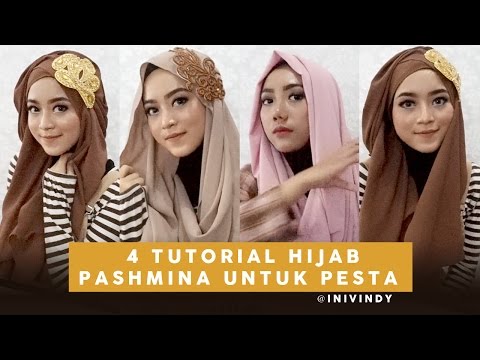 4 Tutorial Hijab Pesta dan Wisuda menggunakan Pashmina | INIVINDY - YouTube