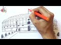 How to draw Indian Parliament Step by Step | Parliament of India