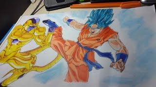 Dibujando Goku Ssgss Vs Den Freezer