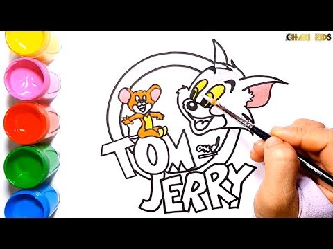 Vẽ, tô màu nước nhân vật hoạt hình Tom và Jerry | How to draw Tom and Jerry | Coloring for kids