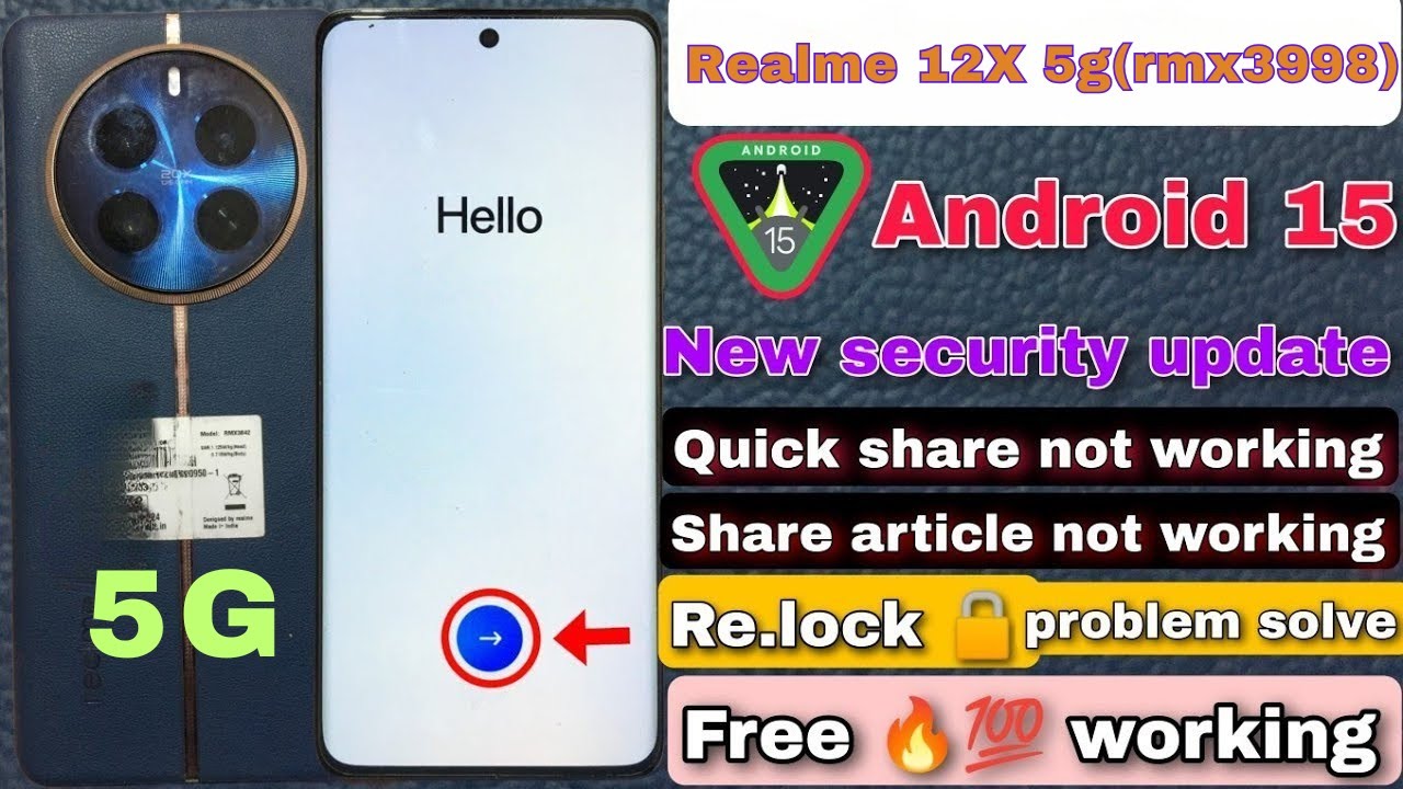 Realme 12 X 5G FRP Bypass android 15 ||(RMX3998) Google Realme 12 X 5G FRP Bypass android 15 ||(RMX3998) Google