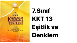 7.Sinif Matemati̇k Kazanim Kavrama Testi̇ 13 Eşi̇tli̇k Ve Denklem 1