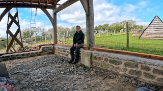 Timber Framed Barn Part 24  Stone walls Complete