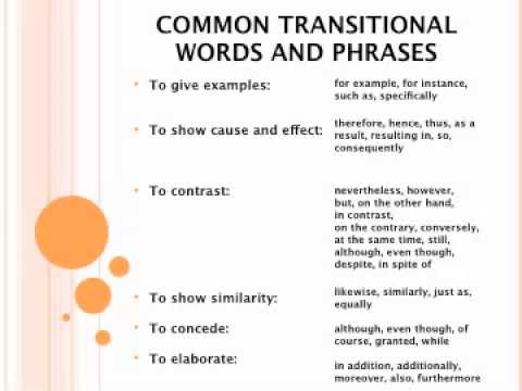 Good transitions for a compare and contrast essay