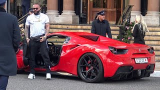 Muscle Mafia Boss Arriving With His Ferrari 488 Spider At Hotel De Paris In Monaco