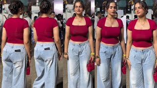 Uff बद Yaar Ayesha Khan Flaunnts Her Huge Boom Figure In Red Crop Top With Casual Jeans