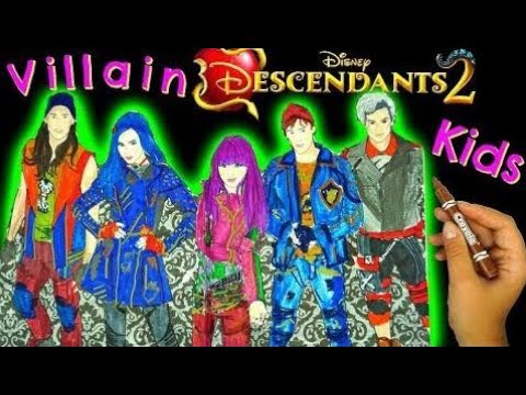 디즈니 자손 2 색 Mal, Evie, Jay, Carlos, Ben! 사악하게 차가운 색칠 공부