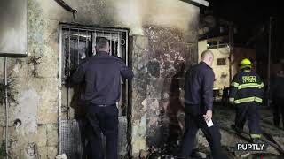 Israeli Firefighters on site after Synagogue Torched in Lod