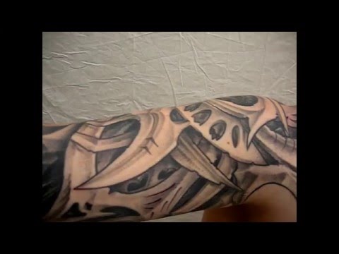 biomechanic tattoo sleeve custom freehand