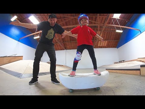 4 YEAR OLD SKATES A STYROFOAM SKATEBOARD!