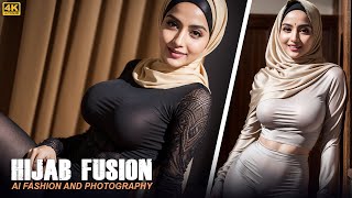 Stunning 4k Ai Indian Model: Middle East Black Dress Hijab Lookbook - Hijab Fusion #Exclusive