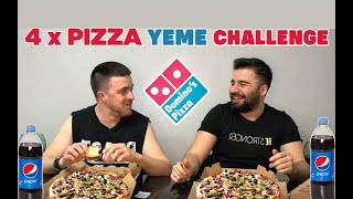 4 X PİZZA YEME CHALLENGE | Domino's Pizza Yeme Rekabeti | Yemek Mücadelesi