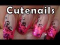 Pink french manicure with arabesque designs by cute nails